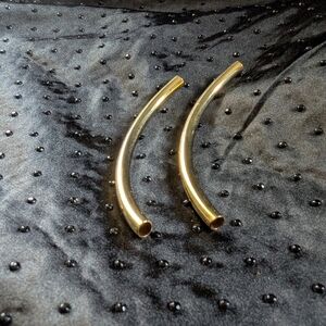Gold Tone Curved Tube Bead Pair for Jewelry Making #11